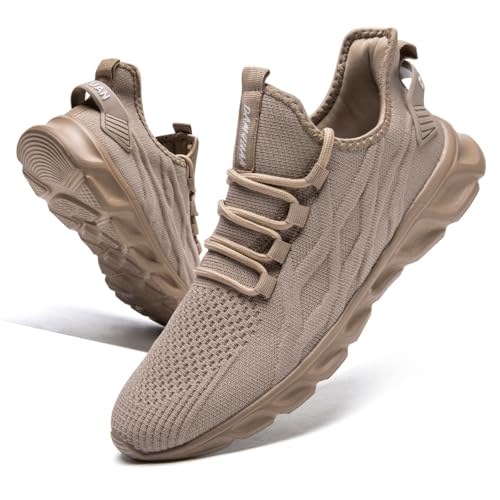 VGPSFN Herren Laufschuhe Sneakers Schuhe Sportschuhe Turnschuhe Straßenlaufschuhe Joggen Tennis Walkingschuhe Slip on Wandern Leichte Atmungsaktive Freizeit Lauftraining Gym Sport Braun EU 40 von VGPSFN