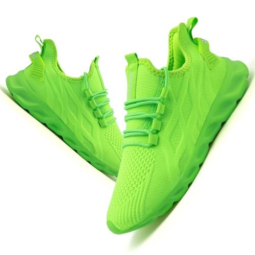 VGPSFN Herren Laufschuhe Sneakers Schuhe Sportschuhe Turnschuhe Straßenlaufschuhe Joggen Tennis Walkingschuhe Slip on Wandern Leichte Atmungsaktive Freizeit Lauftraining Gym Sport Helles Grün EU 39 von VGPSFN