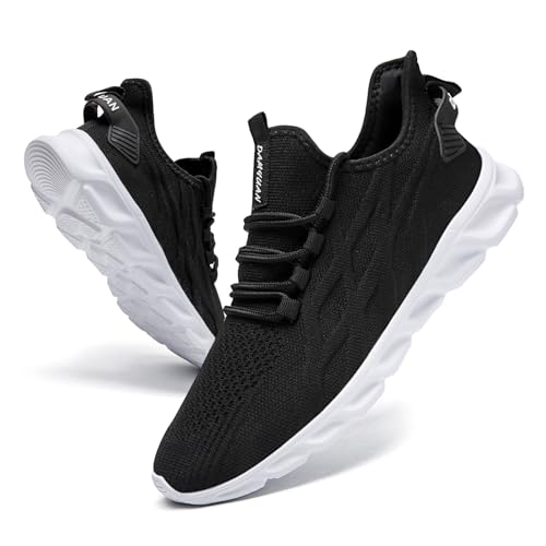 VGPSFN Herren Laufschuhe Sneakers Schuhe Sportschuhe Turnschuhe Straßenlaufschuhe Joggen Tennis Walkingschuhe Slip on Wandern Leichte Atmungsaktive Freizeit Lauftraining Gym Sport Schwarz Weiß EU 40 von VGPSFN