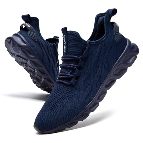 VGPSFN Herren Laufschuhe Sneakers Schuhe Sportschuhe Turnschuhe Straßenlaufschuhe Joggen Tennis Walkingschuhe Slip on Wandern Leichte Atmungsaktive Freizeit Lauftraining Gym Sport Dunkelblau EU 41 von VGPSFN