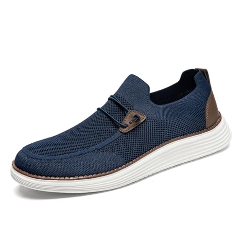 VGPSFN Herren Loafer Mokassins Flache Slipper Slip on Slipper Bootsschuhe Walkingschuhe Anzugschuhe Bequem Atmungsaktive Leichtgewichts Comfort Turnschuhe Dunkelblau EU 44 von VGPSFN