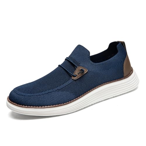 VGPSFN Herren Mokassins Flache Slipper Slip on Loafer Slipper Bootsschuhe Walkingschuhe Anzugschuhe Bequem Atmungsaktive Leichtgewichts Fitness Turnschuhe Dunkelblau EU 42 von VGPSFN