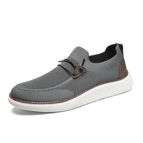 VGPSFN Herren Mokassins Flache Slipper Slip on Loafer Slipper Bootsschuhe Walkingschuhe Anzugschuhe Bequem Atmungsaktive Leichtgewichts Fitness Turnschuhe Dunkelgrau EU 42 von VGPSFN