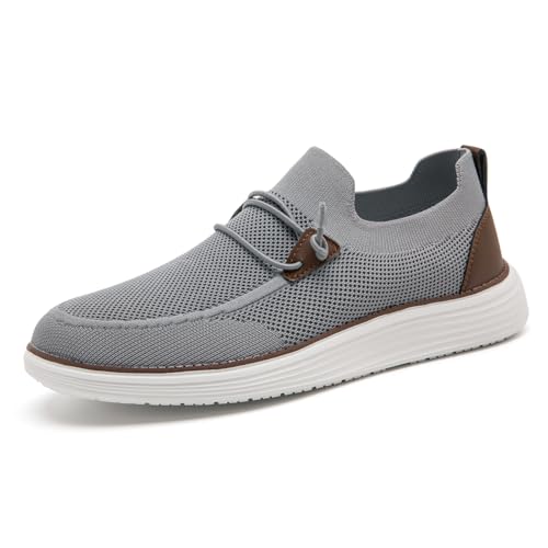 VGPSFN Herren Mokassins Flache Slipper Slip on Loafer Slipper Bootsschuhe Walkingschuhe Anzugschuhe Bequem Atmungsaktive Leichtgewichts Fitness Turnschuhe Hellgrau EU 40 von VGPSFN