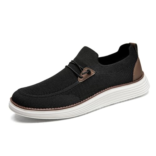 VGPSFN Herren Mokassins Flache Slipper Slip on Loafer Slipper Bootsschuhe Walkingschuhe Anzugschuhe Bequem Atmungsaktive Leichtgewichts Fitness Turnschuhe Schwarz EU 43 von VGPSFN