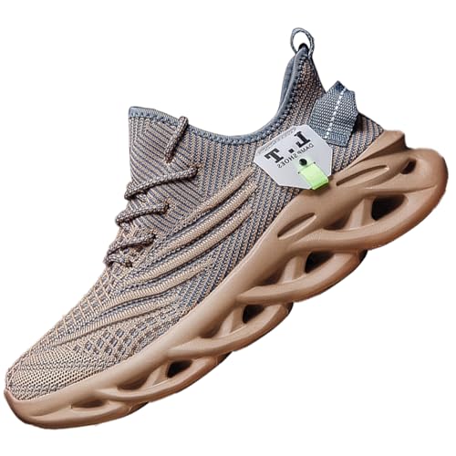 VGPSFN Herren Schuhe Laufschuhe Turnschuhe Sportschuhe Sneaker Freizeit Bequeme Tennis Fitness Fitnessstudio Schuhe Outdoor Leichte Männer Modisch Atmungsaktiv Mesh Braun 43 von VGPSFN