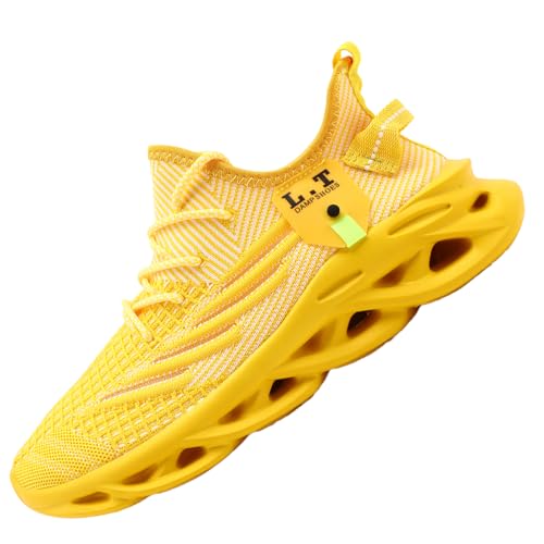VGPSFN Herren Schuhe Laufschuhe Turnschuhe Sportschuhe Sneaker Freizeit Bequeme Tennis Fitness Fitnessstudio Schuhe Outdoor Leichte Männer Modisch Atmungsaktiv Mesh Gelb 47 von VGPSFN