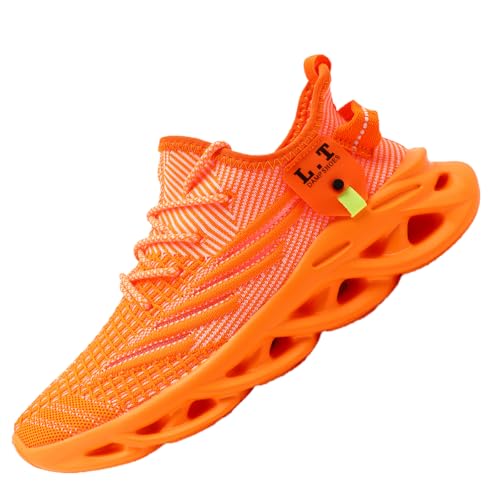VGPSFN Herren Schuhe Laufschuhe Turnschuhe Sportschuhe Sneaker Freizeit Bequeme Tennis Fitness Fitnessstudio Schuhe Outdoor Leichte Männer Modisch Atmungsaktiv Mesh Orange 42 von VGPSFN