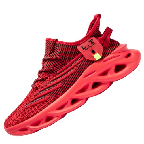 VGPSFN Herren Schuhe Laufschuhe Turnschuhe Sportschuhe Sneaker Freizeit Bequeme Tennis Fitness Fitnessstudio Schuhe Outdoor Leichte Männer Modisch Atmungsaktiv Mesh Rot 39 von VGPSFN