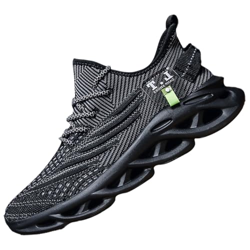 VGPSFN Herren Schuhe Laufschuhe Turnschuhe Sportschuhe Tennis Fitness Sneaker Freizeit Atmungsaktiv Outdoor Leichte Männer Bequeme Fitnessstudio Schuhe Modisch Mesh Schwarz 44 von VGPSFN