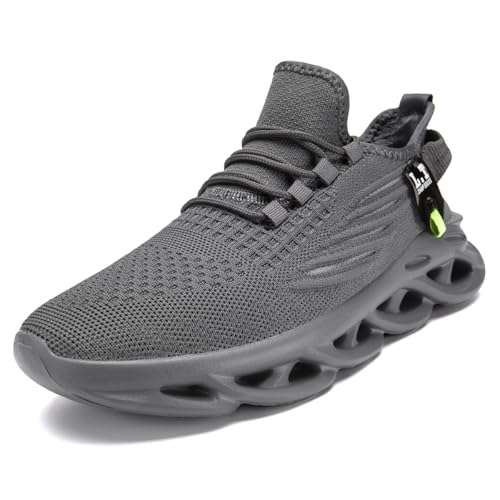 VGPSFN Herren Straßenlaufschuhe Leichtgewichts Schuhe Sportschuhe Sneaker Freizeitschuhe Laufschuhe Turnschuhe rutschfeste Tennis Fitness Jogging Walkingschuhe Schuhe grau 11.5 von VGPSFN