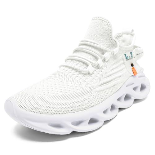 VGPSFN Herren Straßenlaufschuhe Leichtgewichts Schuhe Sportschuhe Sneaker Freizeitschuhe Laufschuhe Turnschuhe rutschfeste Tennis Fitness Jogging Walkingschuhe Schuhe weiß 12.5 von VGPSFN