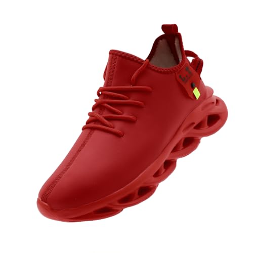 VGPSFN Herren Wanderschuhe Winter Schuhe Sneaker Warm Gefütterte Trekking Und Wanderschuhe Freizeit Straßenlaufschuhe Schlüpfen Trekkingschuhe Rot EU 42 von VGPSFN