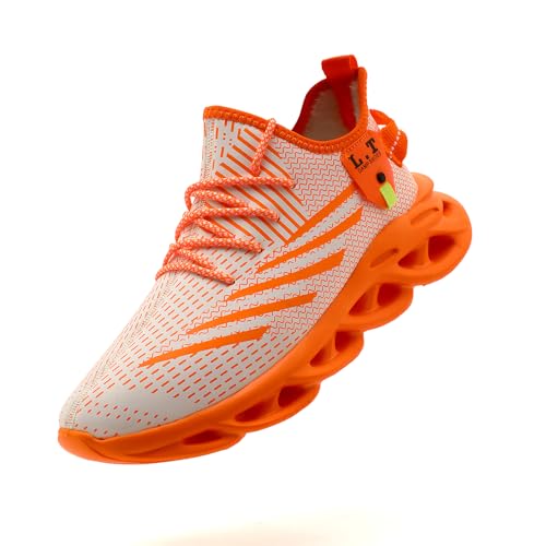VGPSFN Herren Winter Schuhe Sneaker mit Baumwollfutter Turnschuhe Sportschuhe Sneaker Freizeit Bequeme Tennis Fitness Schuhe Outdoor Leichte Männer Modisch Atmungsaktiv Mesh Orange 46 von VGPSFN