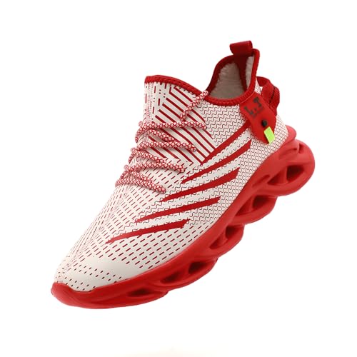 VGPSFN Herren Winter Schuhe Sneaker mit Baumwollfutter Turnschuhe Sportschuhe Sneaker Freizeit Bequeme Tennis Fitness Schuhe Outdoor Leichte Männer Modisch Atmungsaktiv Mesh Rot 41 von VGPSFN