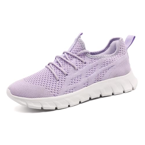 VGPSFN Laufschuhe Damen Sneaker Schuhe Sportschuhe Turnschuhe Straßenlaufschuhe Walkingschuhe Komfortabel Mesh Atmungsaktives Schuhe Hellviolett 39 von VGPSFN