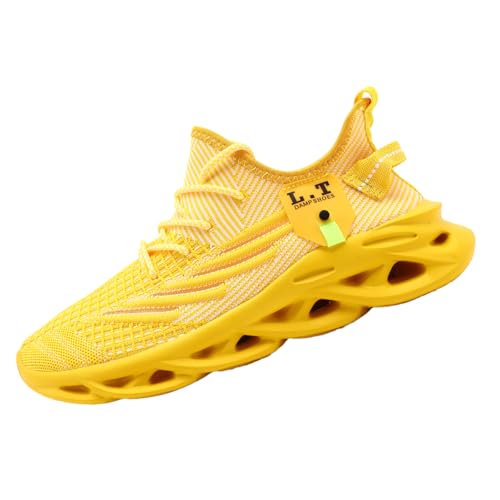 VGPSFN Laufschuhe für Damen Slip On Sneakers Tennisschuhe Walkingschuhe Joggingschuhe rutschfeste Atmungsaktive Damenschuhe Gelb 40 von VGPSFN