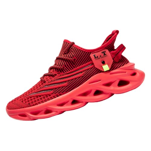 VGPSFN Laufschuhe für Damen Slip On Sneakers Tennisschuhe Walkingschuhe Joggingschuhe rutschfeste Atmungsaktive Damenschuhe Rot 44 von VGPSFN