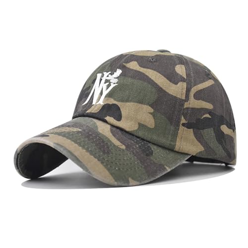 NY Taube bestickt Denim Baseball Caps Herren Klassische Outdoor Cap Baseball Cap Unisex Baseball Cap Truck Fahrer Hut Papa, Gelb Camouflage, 58 von VGUEMVGW