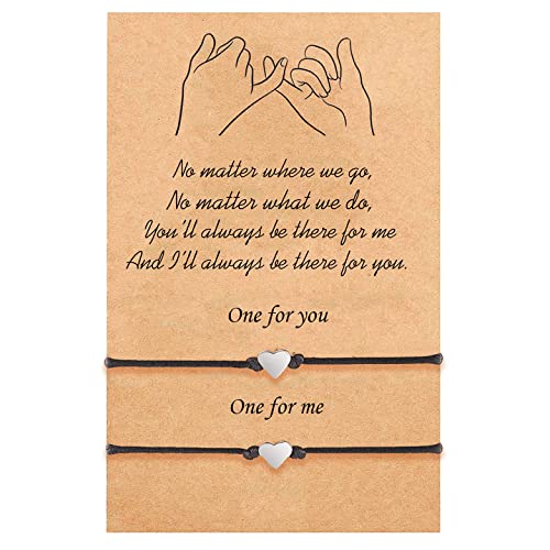 VGWON 2 Braccialetti Da Coppia Di Amicizia A Lunga Distanza Promesse Braccialetti Uguali Per Le Signore Paare Migliori Amici Madre Figlia Cuore von VGWON
