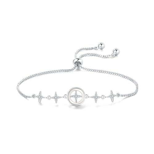 VGWON 925 Silber Sterne Perlen Armband für Frauen Teenager Mädchen Geschenk Kette Armband Länge verstellbar von VGWON