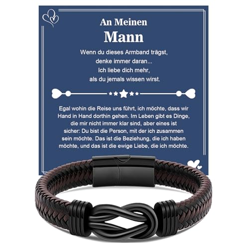 VGWON Geschenk für Männer, Herren Lederarmband, Geschenk für Paare Ehemann Freund Sohn Papa Opa, Geschenk für Weihnachten Valentinstag Vatertag Geburtstage 249 von VGWON