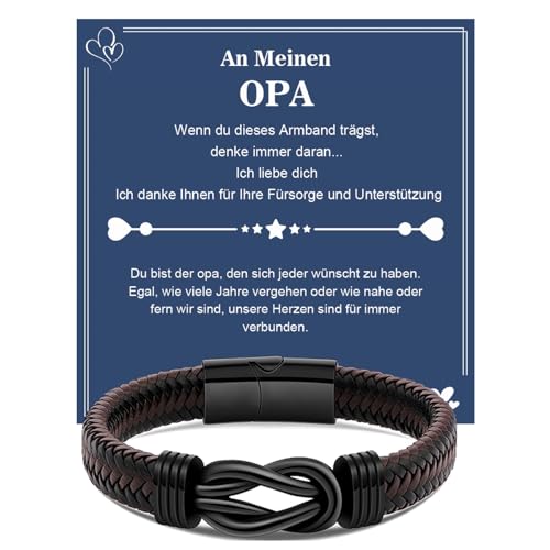 VGWON Geschenk für Männer, Herren Lederarmband, Geschenk für Paare Ehemann Freund Sohn Papa Opa, Geschenk für Weihnachten Valentinstag Vatertag Geburtstage 303 von VGWON