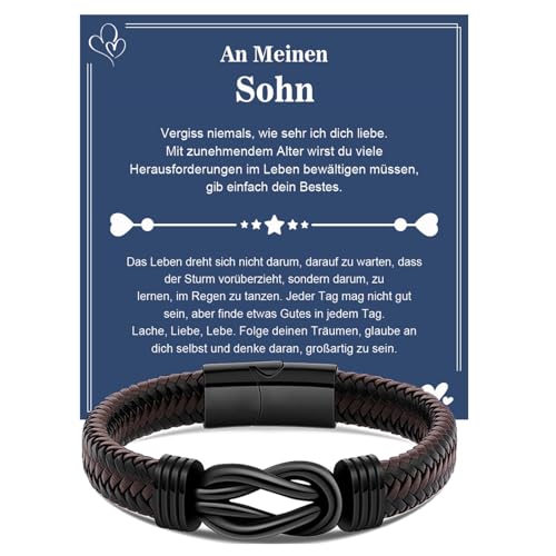 VGWON Geschenk für Männer, Herren Lederarmband, Geschenk für Paare Ehemann Freund Sohn Papa Opa, Geschenk für Weihnachten Valentinstag Vatertag Geburtstage 304 von VGWON