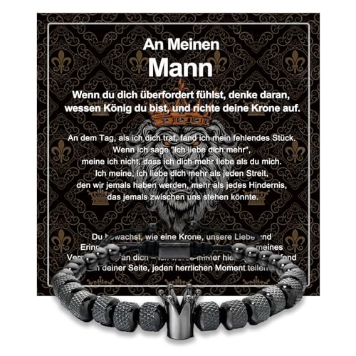 VGWON Herren Männer Kronenarmband An meinen Mann Ich liebe dich Armband Geburtstagsgeschenk für ihn Freund Ehemann Paar 330 von VGWON