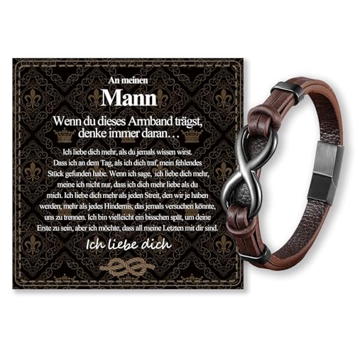 VGWON Männer Herren Infinity Knoten Armband für Ihn An meinen Mann Ich Liebe Dich Geburtstagsgeschenk Geschenk für Freund Ehemann Paar 326 von VGWON