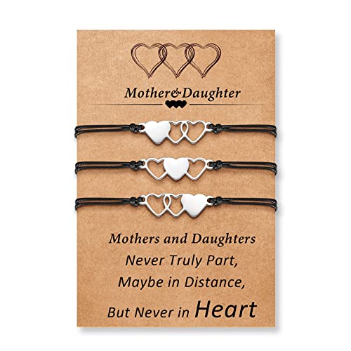 VGWON Mutter Tochter Armband Set für 2/3, Passende Herz Armbänder Schmuck Geburtstagsgeschenke für Mutter Tochter Damen Mädchen von VGWON