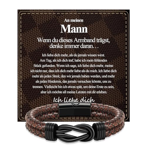 VGWON Männer Armband An meinen Mann Lederarmband Lch Liebe Dich Geschenk Herren Geburtstag Geschenk Ehemann Freund Paar Männer 314 von VGWON