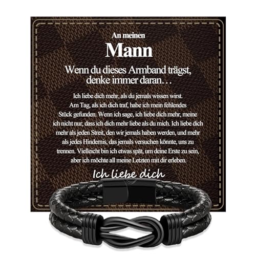 VGWON Männer Armband An meinen Mann Lederarmband Lch Liebe Dich Geschenk Herren Geburtstag Geschenk Ehemann Freund Paar Männer 318 von VGWON