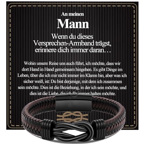 VGWON Männer Armband An meinen Mann Lederarmband Lch Liebe Dich Geschenk Herren Geburtstag Geschenk Ehemann Freund Paar Männer 306 von VGWON