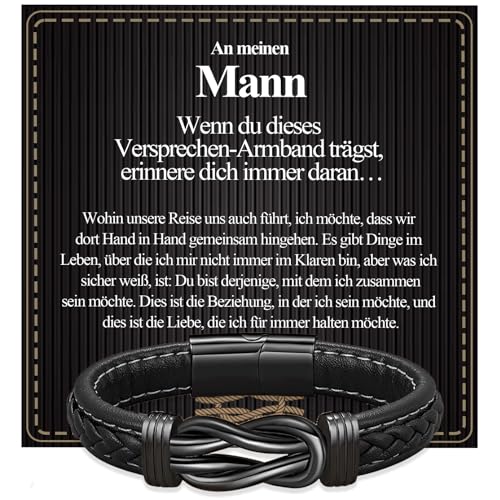 VGWON Männer Armband An meinen Mann Lederarmband Lch Liebe Dich Geschenk Herren Geburtstag Geschenk Ehemann Freund Paar Männer 310 von VGWON