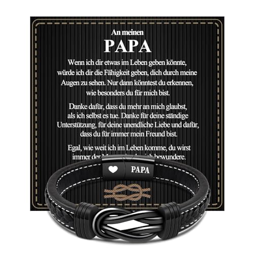 VGWON Vatertagsgeschenk Männer Armband An meinen Papa Lederarmband Herren Geburtstagsgeschenk für Papa 381 von VGWON