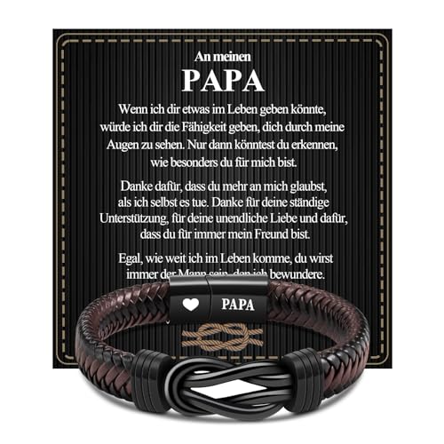 VGWON Vatertagsgeschenk Männer Armband An meinen Papa Lederarmband Herren Geburtstagsgeschenk für Papa 382 von VGWON