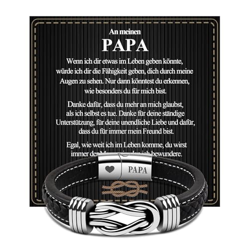 VGWON Vatertagsgeschenk Männer Armband An meinen Papa Lederarmband Herren Geburtstagsgeschenk für Papa 383 von VGWON