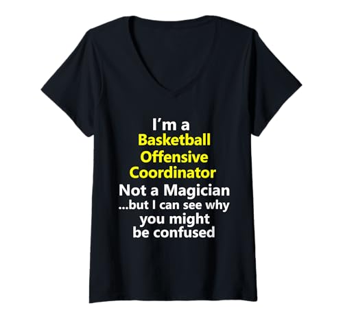 Damen Basketball Offensive Koordinator Coach Offense Team Job T-Shirt mit V-Ausschnitt Damen Basketball Offensive Koordinator Coach Offense Team Job T-Shirt mit V-Ausschnitt von VGYkXHYBLWJHBSY Creations Co