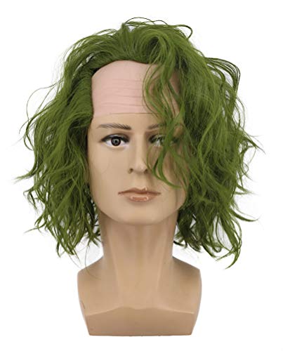 VGbeaty Erwachsene Männer Glatze Kurz Bob Lockige Dunkelgrün Perücke Cosplay Anime Kostüm Perücke von VGbeaty