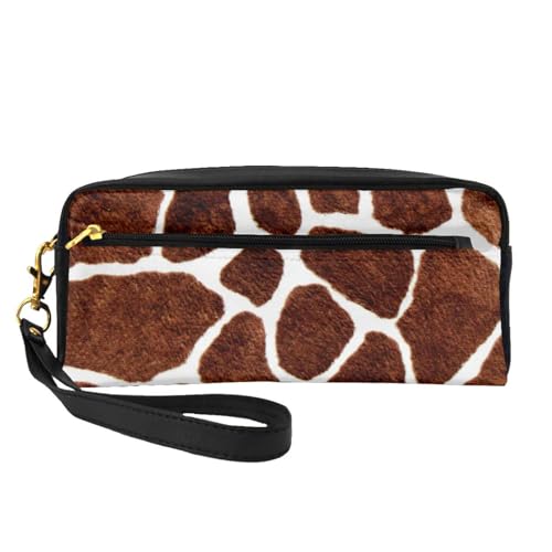 Afrikanisches Giraffenmuster, Make-up-Tasche, Kosmetiktasche, tragbare Reise-Kulturtasche, Leder-Federmäppchen für Frauen und Mädchen von VHPNWJOB