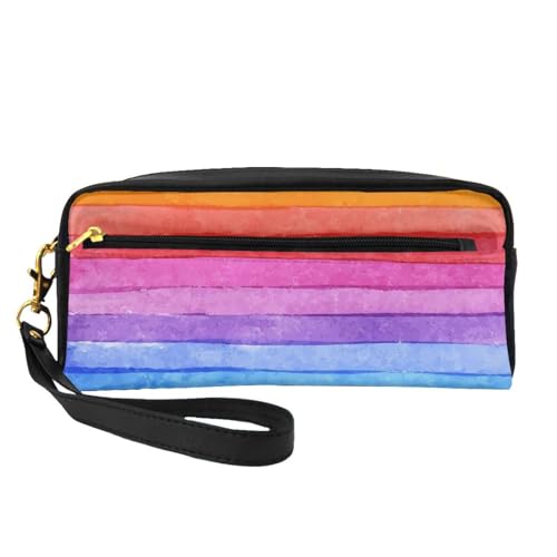 Aquarellfarbe, leuchtende Farben, Strichzeichnungen, Make-up-Tasche, Kosmetiktasche, tragbare Reise-Kulturtasche, Leder-Federmäppchen für Frauen und Mädchen von VHPNWJOB