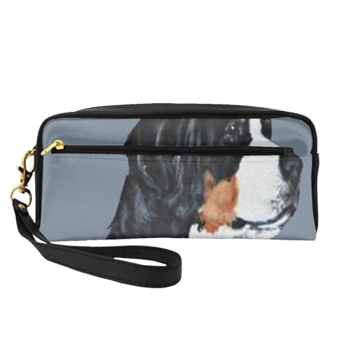 Berner Sennenhund, Make-up-Tasche, Kosmetiktasche, tragbare Reise-Kulturtasche, Leder-Federmäppchen für Frauen und Mädchen von VHPNWJOB