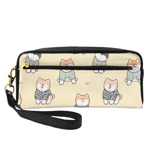 Japanischer Shiba Inu, Make-up-Tasche, Kosmetiktasche, tragbare Reise-Kulturtasche, Leder-Federmäppchen für Frauen und Mädchen von VHPNWJOB