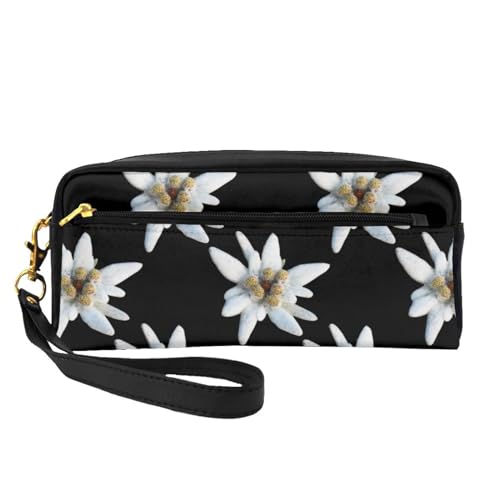 Leontopodium Edelweiß, Make-up-Tasche, Kosmetiktasche, tragbare Reise-Kulturtasche, Leder-Federmäppchen für Frauen und Mädchen Leontopodium Edelweiß, Make-up-Tasche, Kosmetiktasche, tragbare Reise-Kulturtasche, Leder-Federmäppchen für Frauen und Mädchen von VHPNWJOB