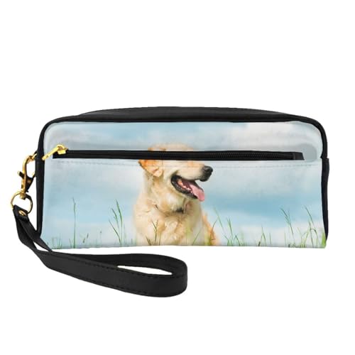 Niedlicher Labrador-Hund Bedruckt, Make-up-Tasche, Kosmetiktasche, tragbare Reise-Kulturtasche, Leder-Federmäppchen für Frauen und Mädchen von VHPNWJOB