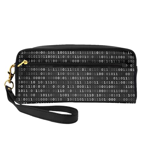 Programmierercode Schwarz Schwarz, Make-up-Tasche, Kosmetiktasche, tragbare Reise-Kulturtasche, Leder-Federmäppchen für Frauen und Mädchen von VHPNWJOB