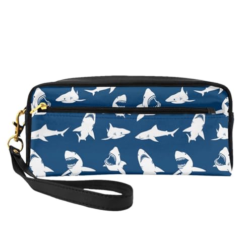 Sharks Nautical Boys, Make-up-Tasche, Kosmetiktasche, tragbare Reise-Kulturtasche, Leder-Federmäppchen für Frauen und Mädchen von VHPNWJOB