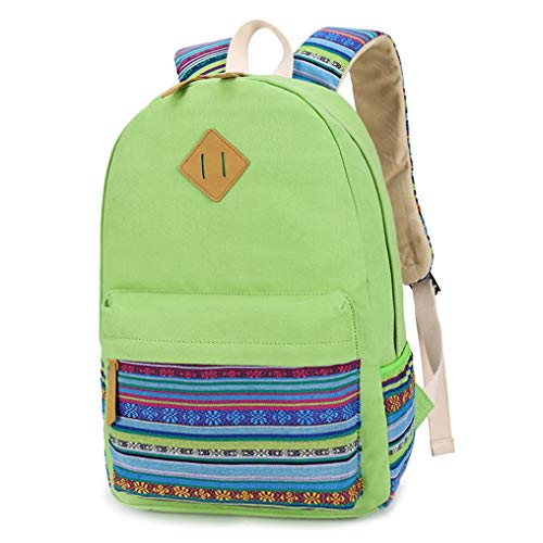 VHVCX Junge Mode Rucksack Umhängetasche Verdoppelt Weiblichen Studenten Tasche Leinwand Umhängetasche Handdruck Rucksack, Apfelgrün von VHVCX
