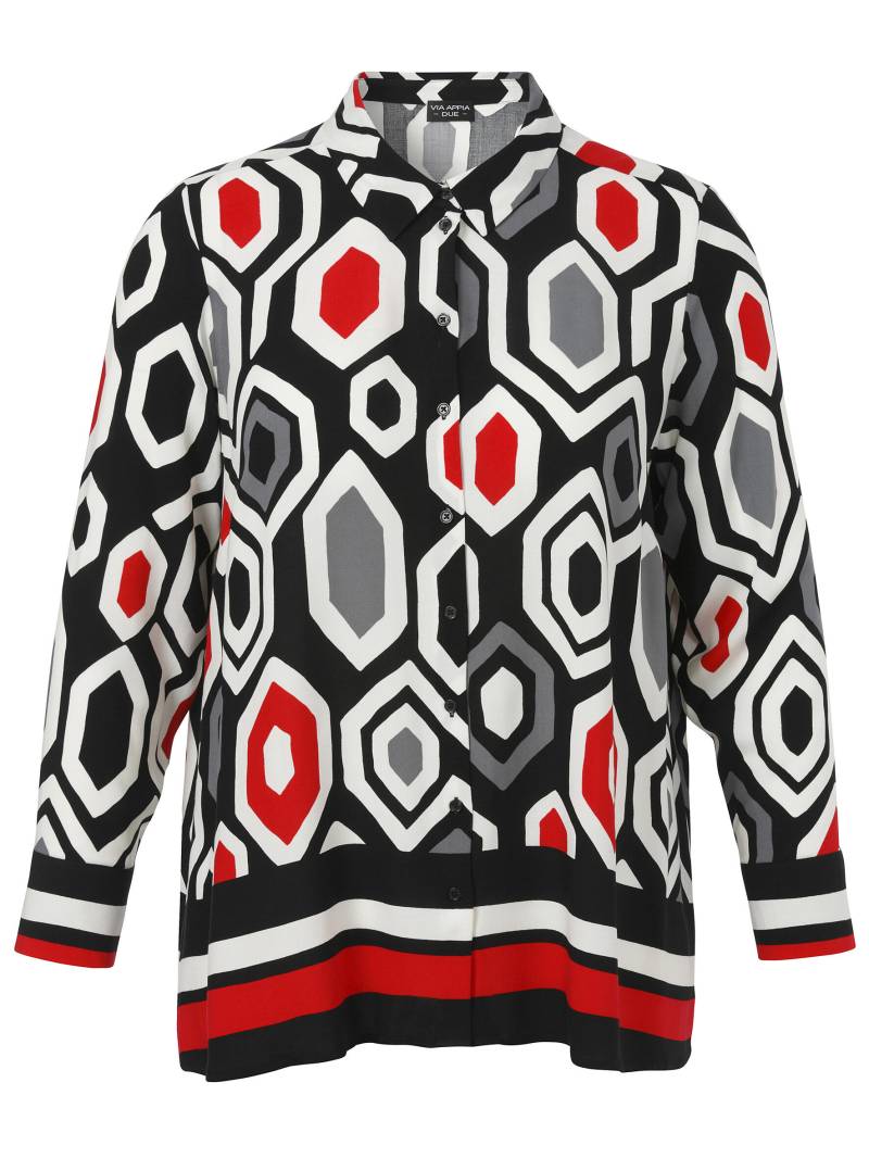 VIA APPIA DUE - Bluse Hemdkragen 1/1 Arm Druck schwarz multicolor - Gr. - 54 von VIA APPIA DUE